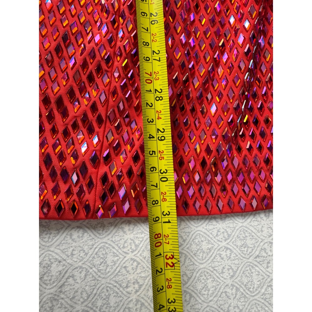 Oh Polly Red Embellished Mini Dress Off Shoulder Plunge Neck Bodycon US 10 NEW - Picture 5 of 10